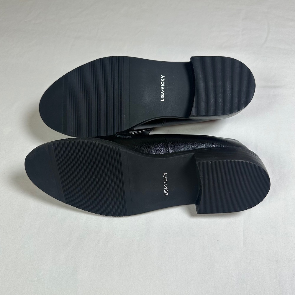 Lisa Vicky Zany-V Black Sheep Nappa‎ Loafers Gold Hardware Women's Size 5M NIB - Picture 6 of 13